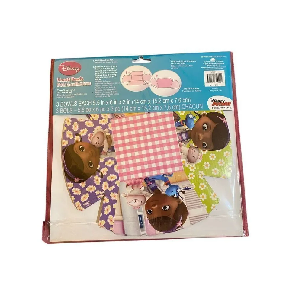 Disney doc McStuffins party fold and serve birthday snack bowls